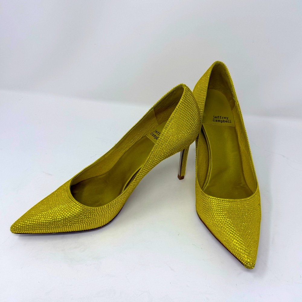 Jeffrey Campbell - Nikia - J Heel Yellow Rhinestone Pointed Toe Pump, Women's 7